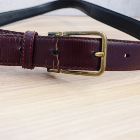 VINTAGE Christian Dior Belt Adult Size 34 Red Burgundy‎ Leather Luxury Designer - Picture 1 of 16